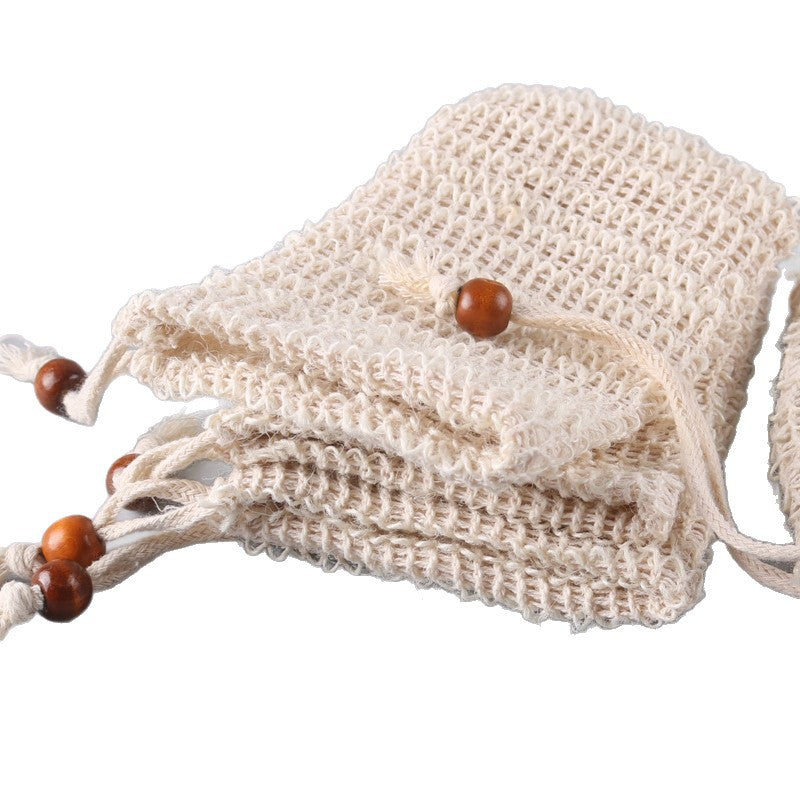 Cotton Mesh Soap Saver Bag with Drawstring, 9 × 14 cm Bath Soap Pouch