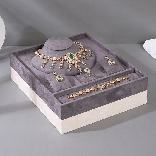 Velvet Jewelry Display Tray โ Necklace, Ring, Earring & Bracelet Organizer Stand for Boutique, Showcase, Countertop & Home Storage