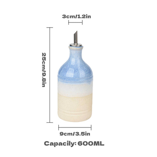 Wabi-Sabi Ceramic Oil Dispenser โ Automatic Pour Olive Oil & Vinegar Bottle