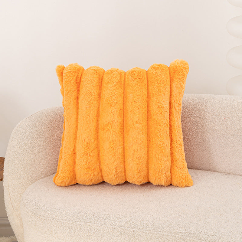 Ribbed Faux Rabbit Fur Throw Pillow Cover 45 x 45 cm