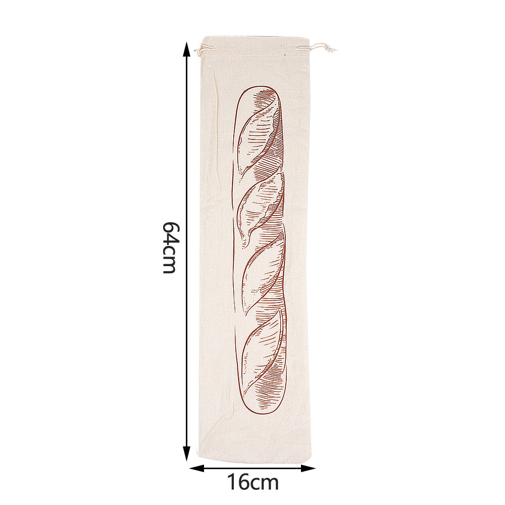 Reusable Linen Bread Bag, Drawstring Toast and Baguette Storage Bag