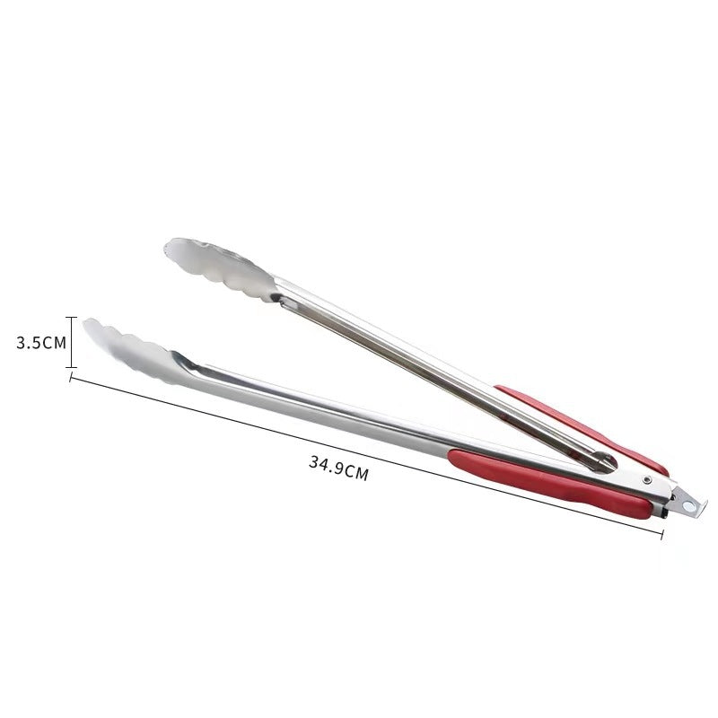 Silicone Tip Kitchen Tongs Stainless Steel BBQ Serving Tongs