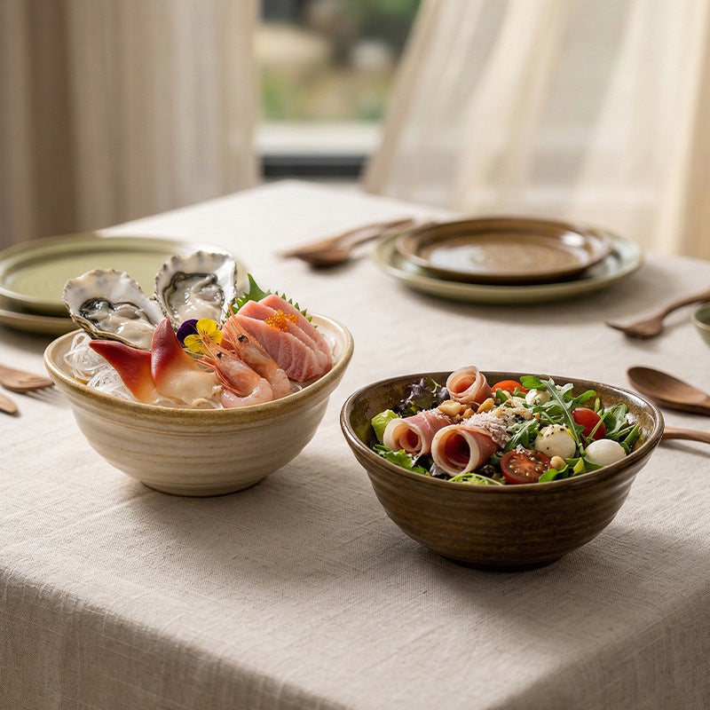 Clay Rice Bowl, 300 ml Rustic Glazed Earthenware Soup Bowl, Small Serving Bowl