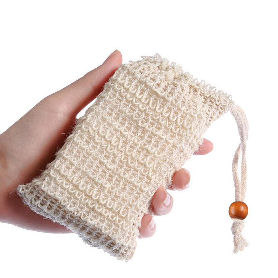Cotton Mesh Soap Saver Bag with Drawstring, 9 × 14 cm Bath Soap Pouch