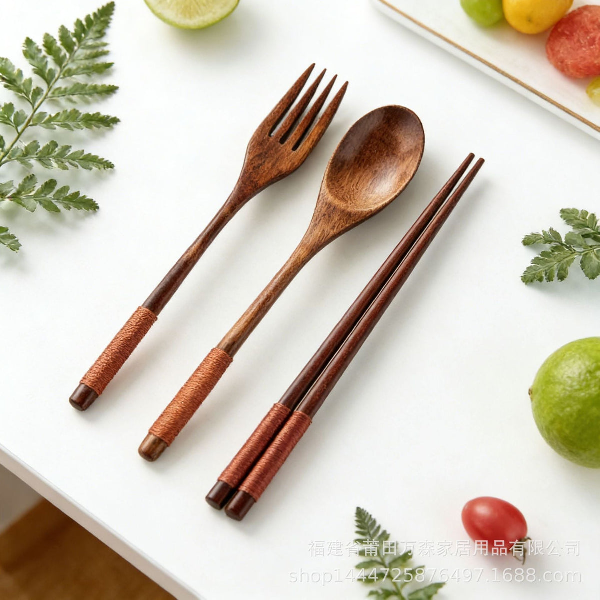 Wooden Cutlery Set with Spoon Fork and Chopsticks