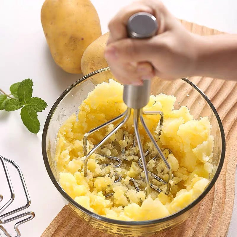 Stainless Steel Double Layer Potato Masher with Ergonomic Handle