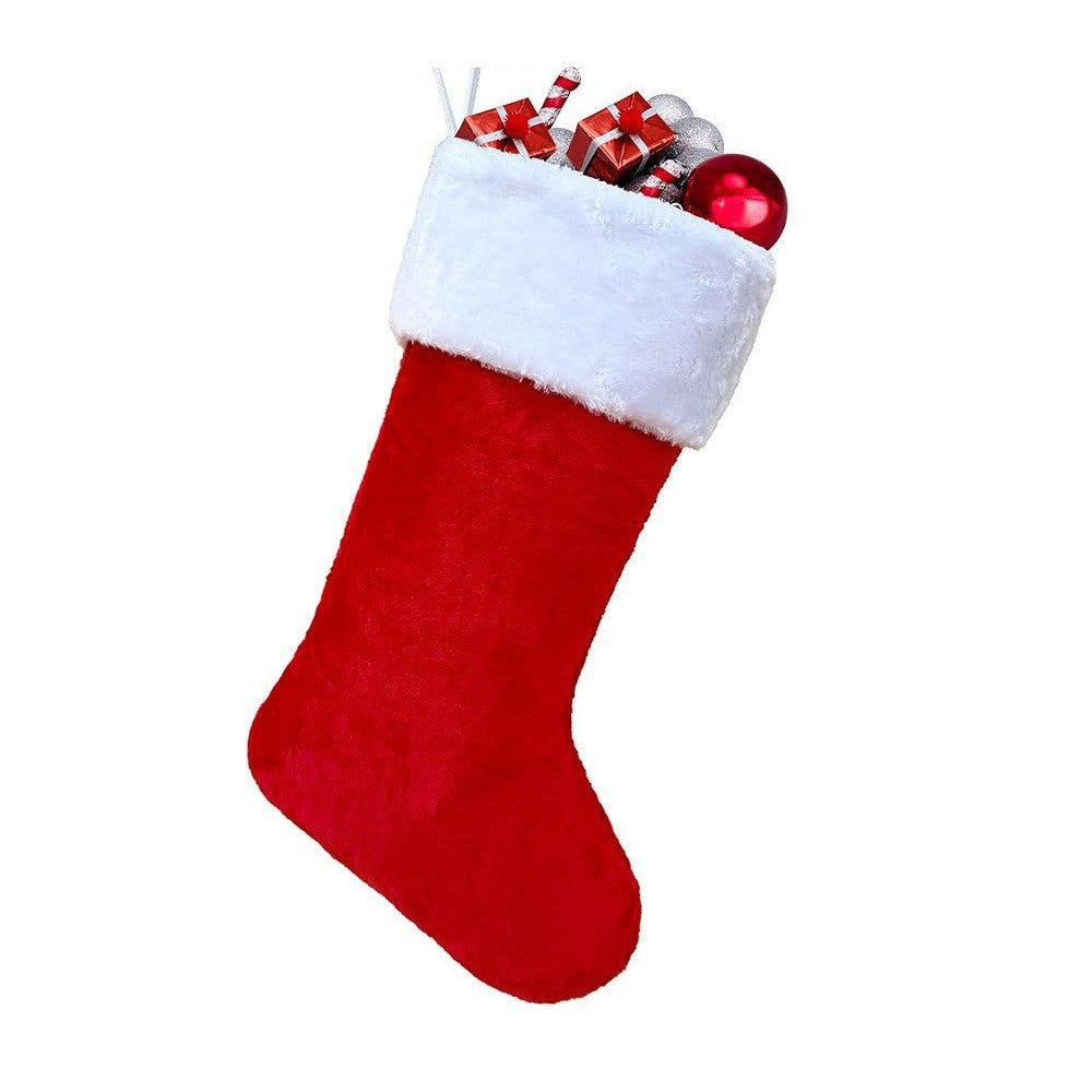 45cm Plush Christmas Stocking with White Faux Fur Cuff