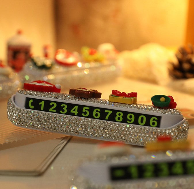 Christmas Rhinestone Parking Phone Number Display