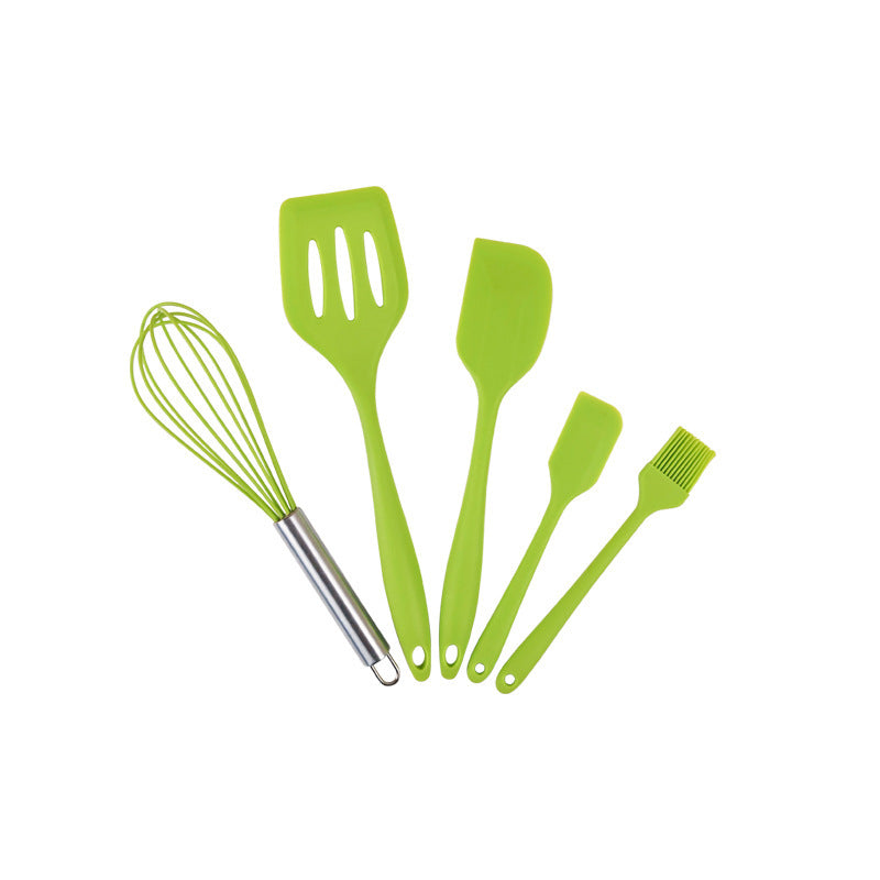 5-Piece Silicone Kitchen Utensil Set with Whisk, Spatulas & Basting Brush