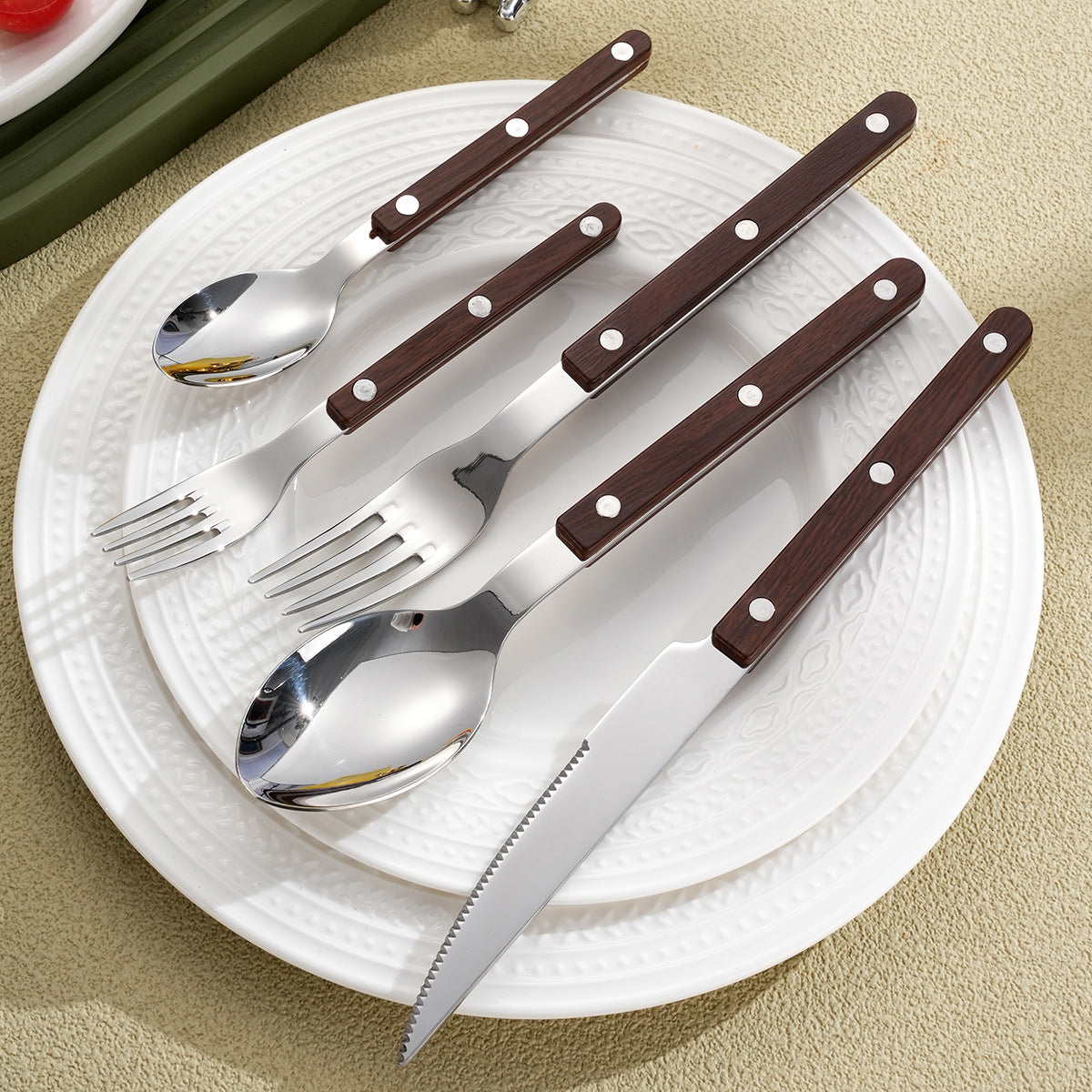 French Rivet Handle 304 Stainless Steel Cutlery Set – Knife, Fork & Spoont