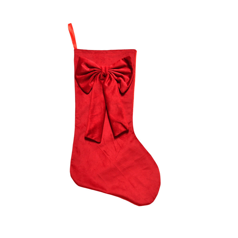 Velvet Christmas Stocking with Lace Bow Holiday Fireplace Hanging Decoration