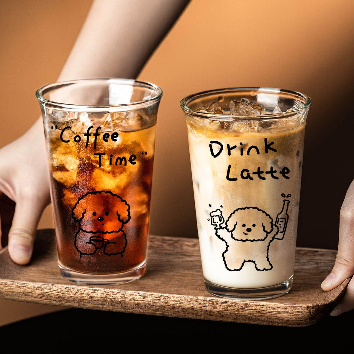 Cute Cartoon Dog Glass Cup – 350ml Coffee & Latte Drinking Cup