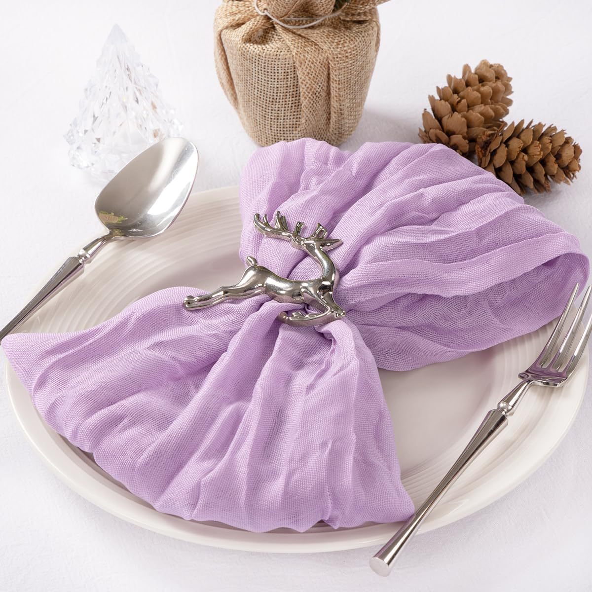 French Country Ruffled Polyester Dinner Napkin, 17 x 17 Inches