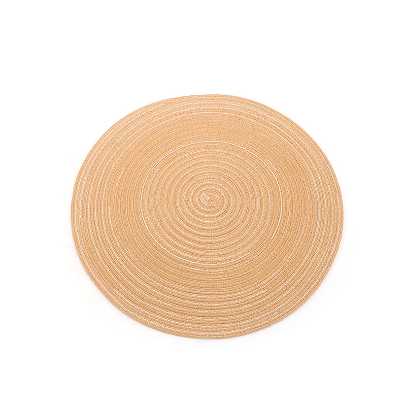 Round PVC Woven Placemat Heat Resistant Table Mat Coaster for Kitchen Dining