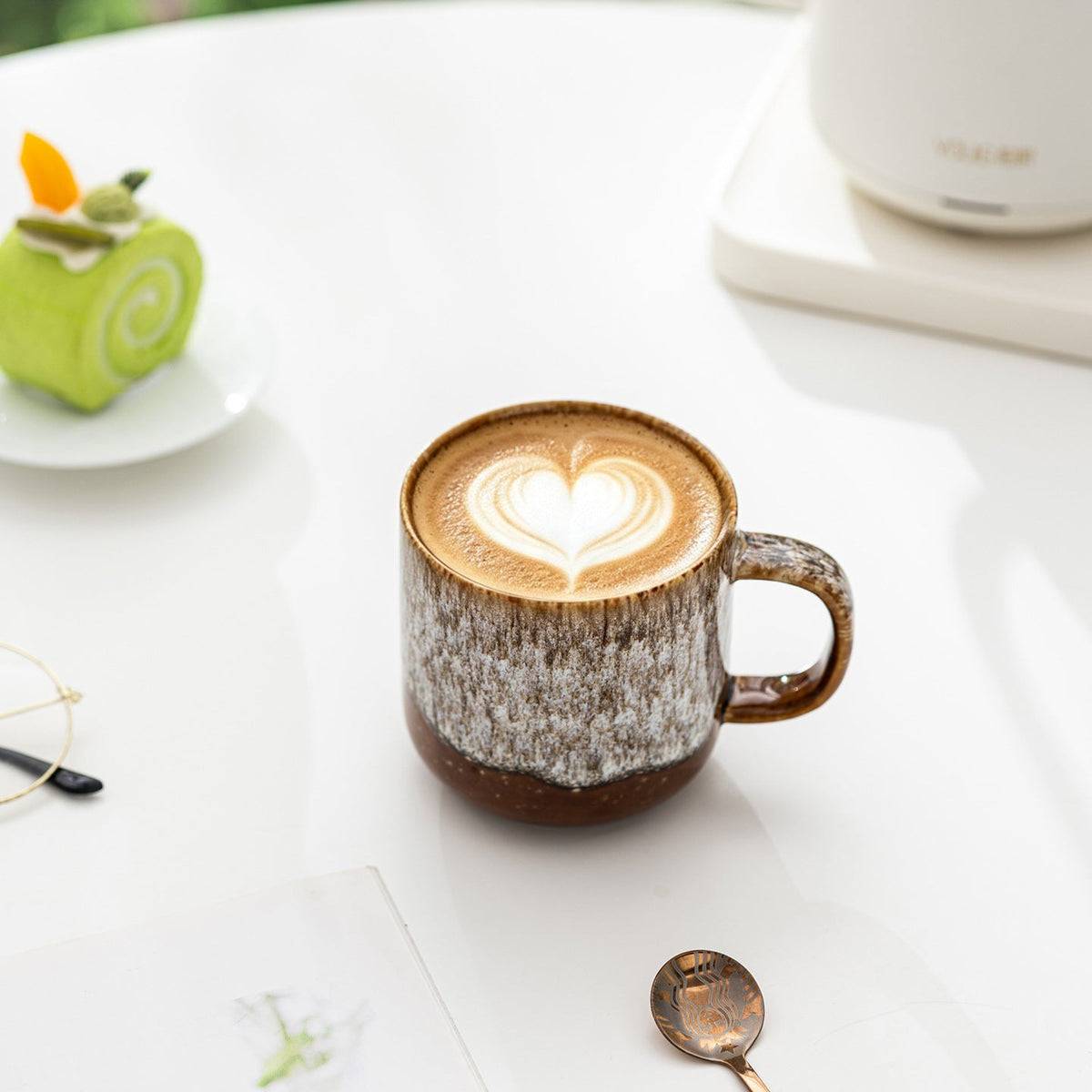 220ml Ceramic Coffee Mug – Reactive Glaze Stoneware Cup with Handle for Coffee, Tea, Latte, Café, Restaurant & Home Drinkware