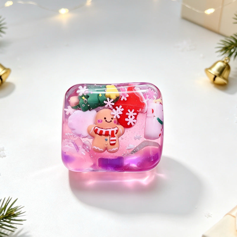 Christmas Squishy Toy – 5.5CM Cute Holiday Sensory Squeeze Block with Mini Christmas Figures, Soft Stress Relief Fidget Toy