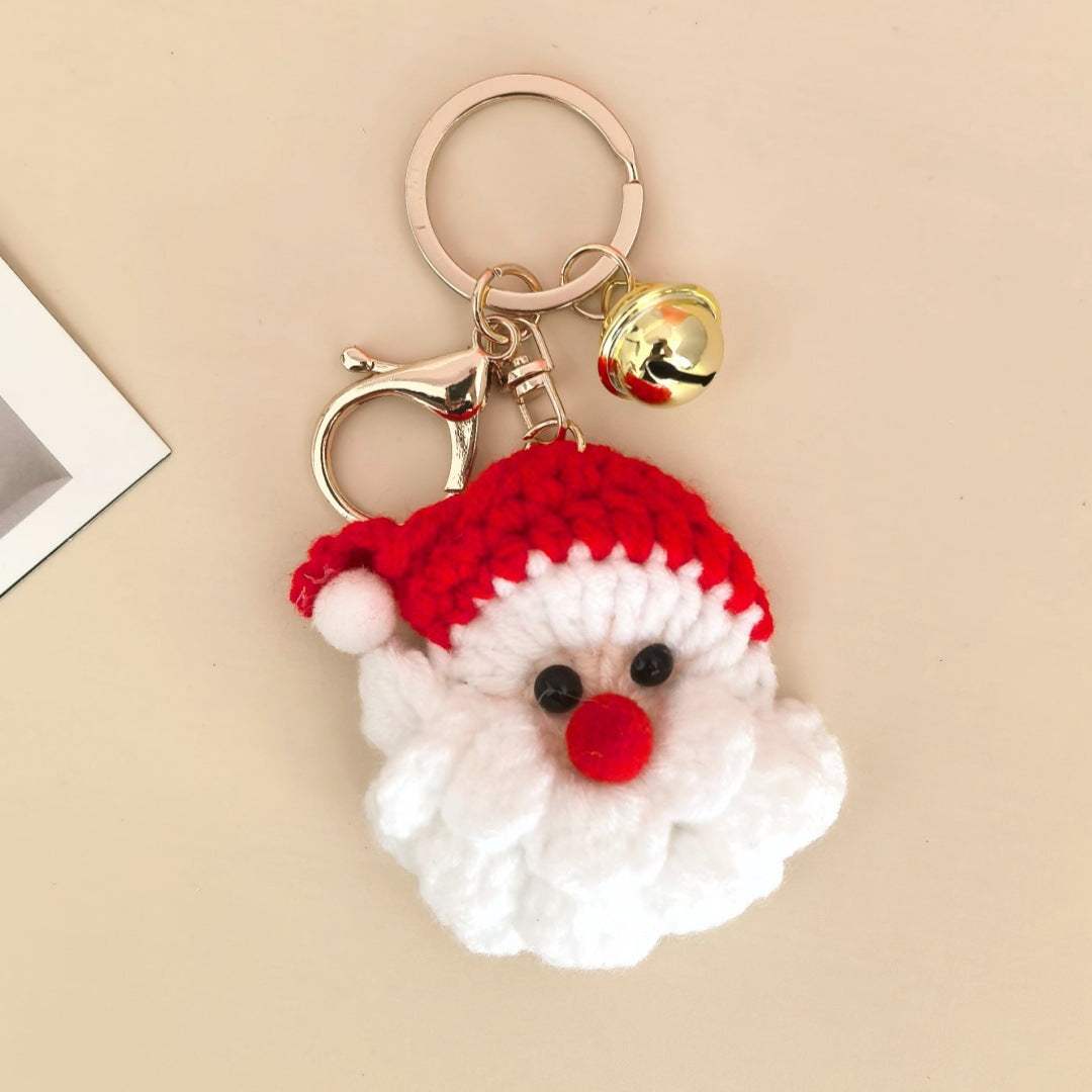 Mini Crochet Christmas Keychain Cute Santa Hat Snowflake Tree Bag Charm