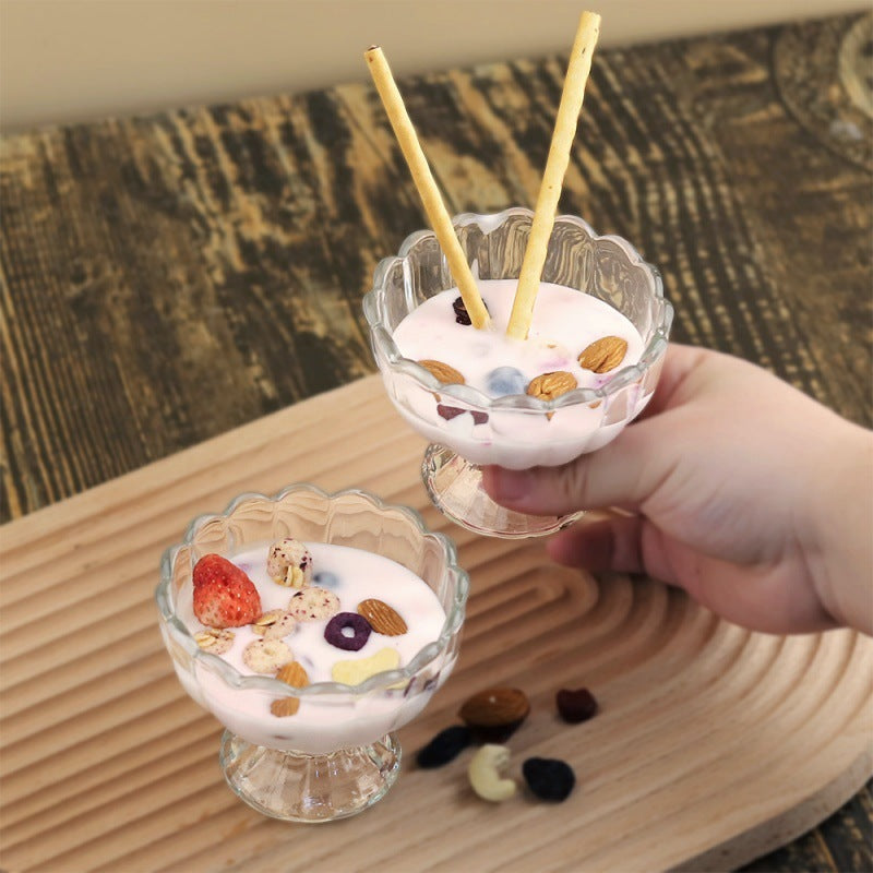 Vintage Glass Dessert Cup – Ice Cream Sundae Milkshake Bowl