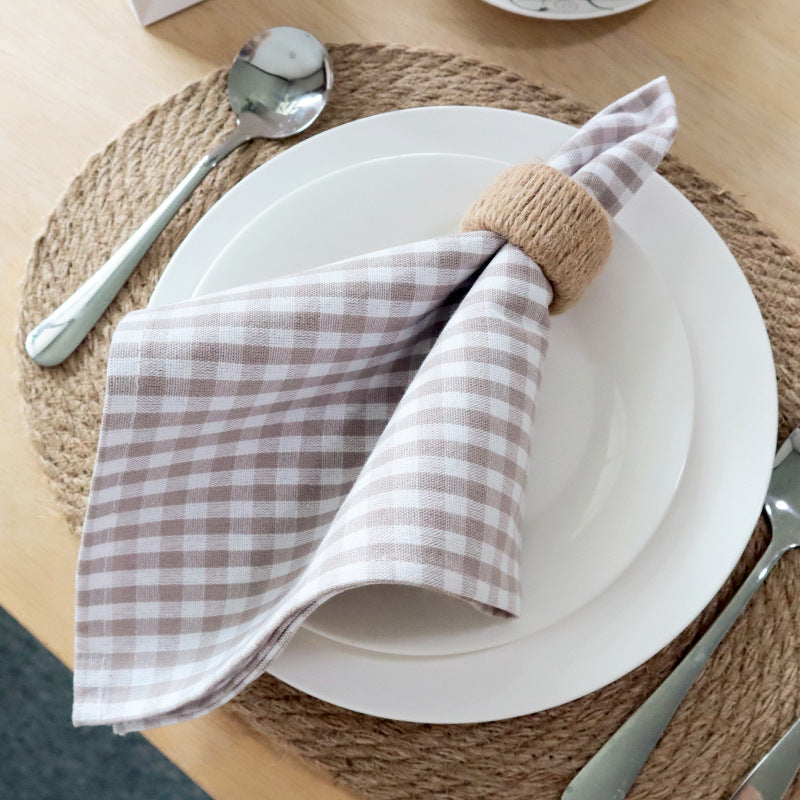 Check Cotton Napkin, Square Table Linen Placemat & Dinner Napkin