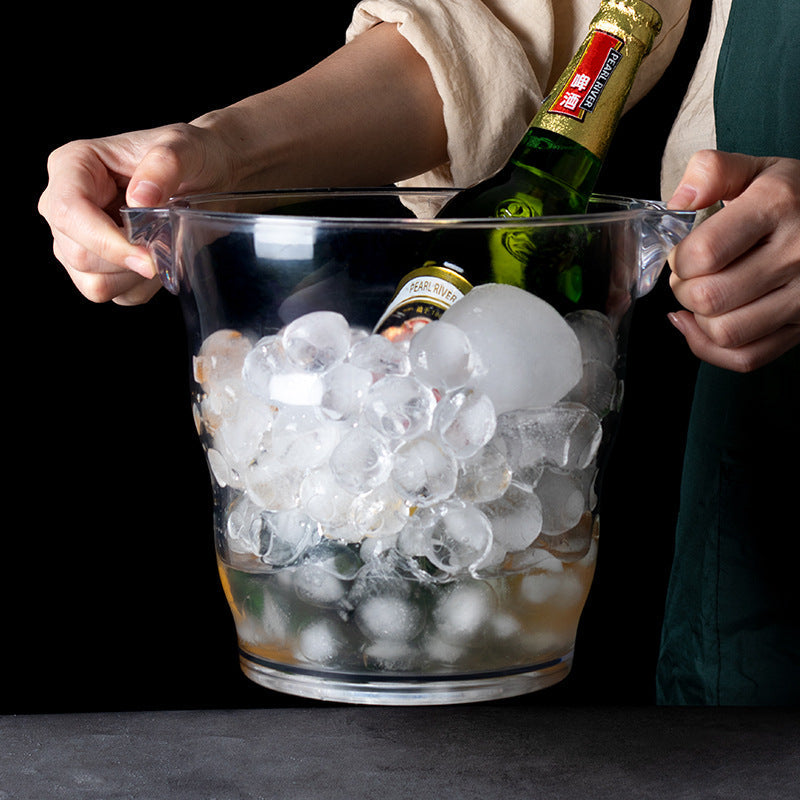 Large Acrylic Ice Bucket, Clear Champagne Wine Beer Cooler with Handles