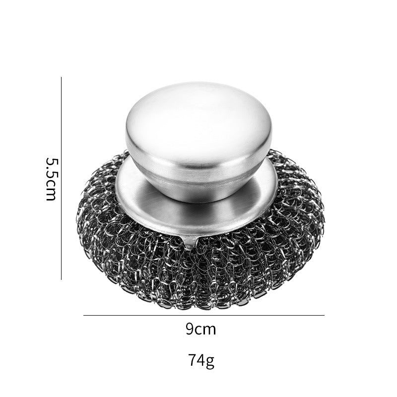 Stainless Steel Pot Scrubber with Ergonomic Metal Handle Heavy Duty Kitchen Cleaning Brush
