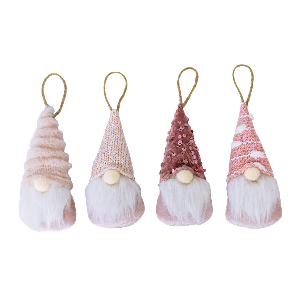 Christmas Gnome Hanging Ornament Set Plush Faceless Santa Decorations