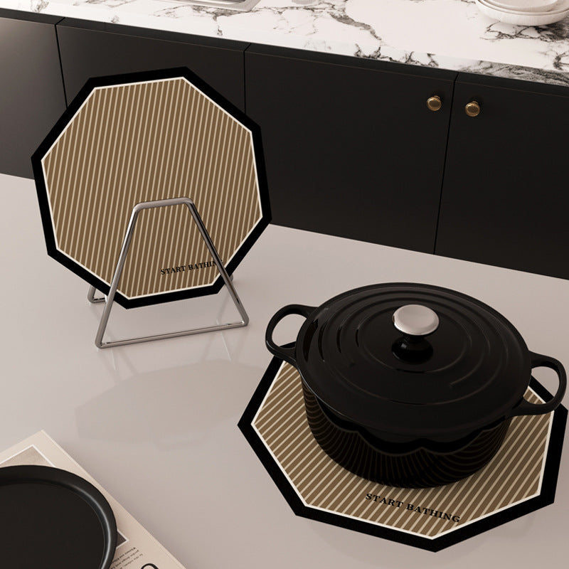 20CM Octagonal Heat Resistant Pot Trivet – Modern Stripe Kitchen Hot Pad for Pots, Pans & Dining Table Protection