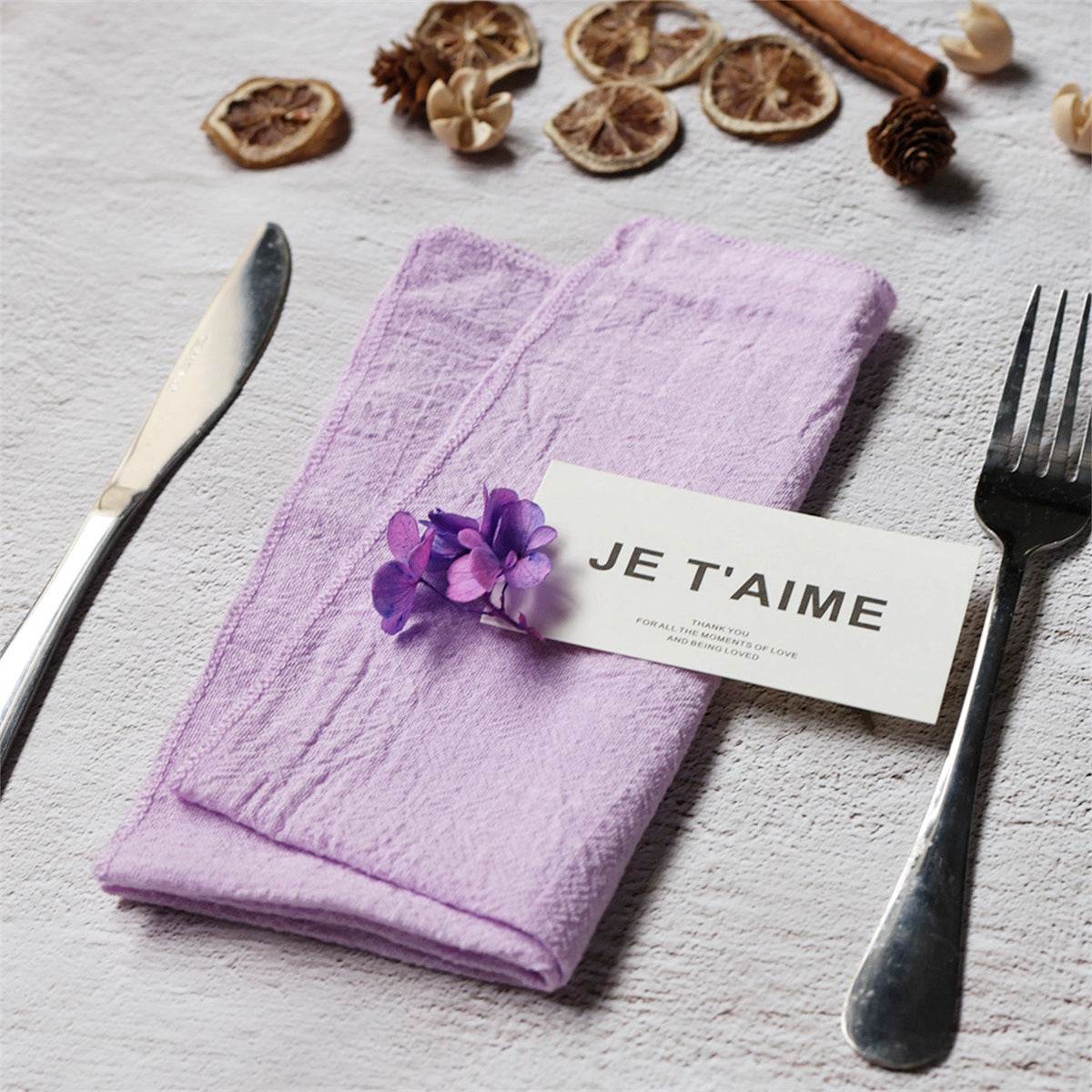 French Country Textured Cloth Dinner Napkin with Overlocked Edges, 16.54 Inches