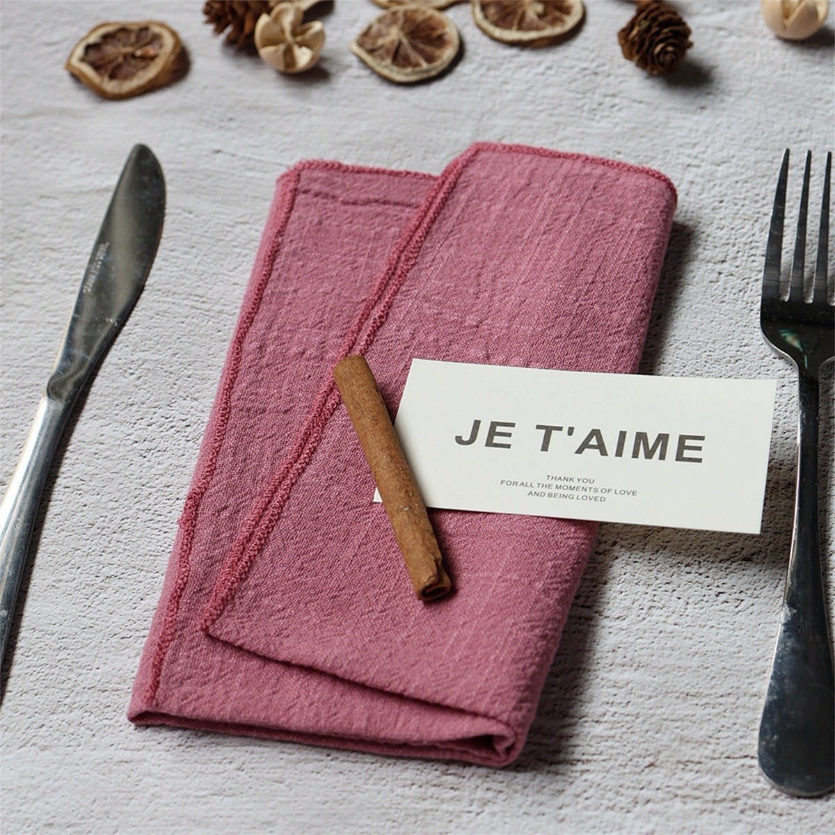 French Country Textured Cloth Dinner Napkin with Overlocked Edges, 16.54 Inches