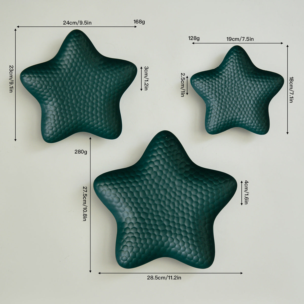 Metal Starfish Serving Tray set – 3 pieces Textured Decorative Plate Tabletop Display & Home Decor