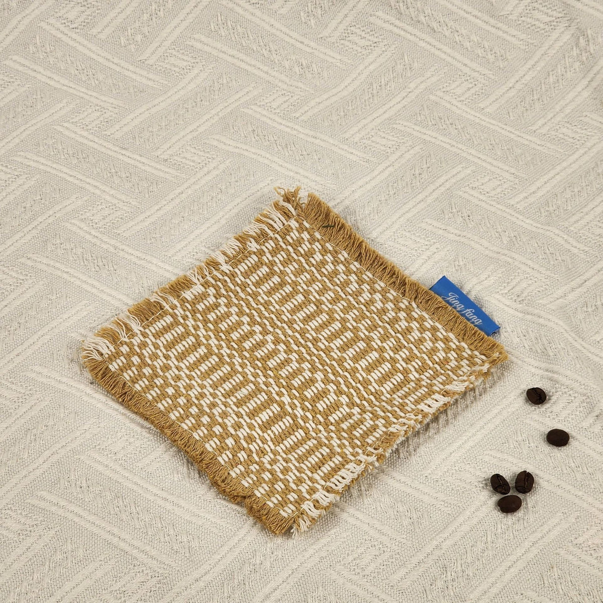 Cotton Woven Coaster – Handmade Fabric Drink Coasters, Rustic Table Decor Pads for Coffee Cups & Home Decoration