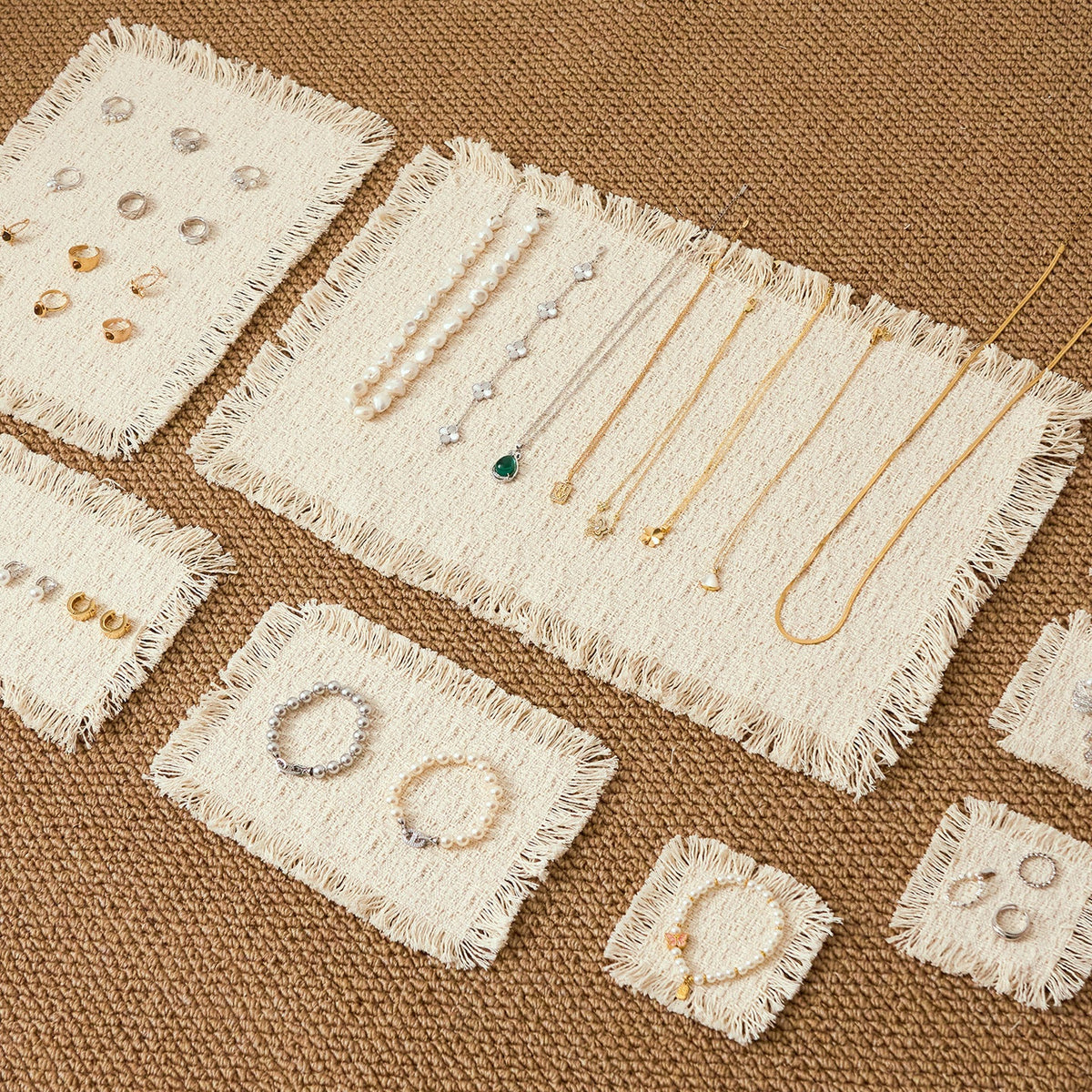 100% Cotton Fringed Table Mat, Natural Ivory Woven Placemats, Rustic Farmhouse Table Decor