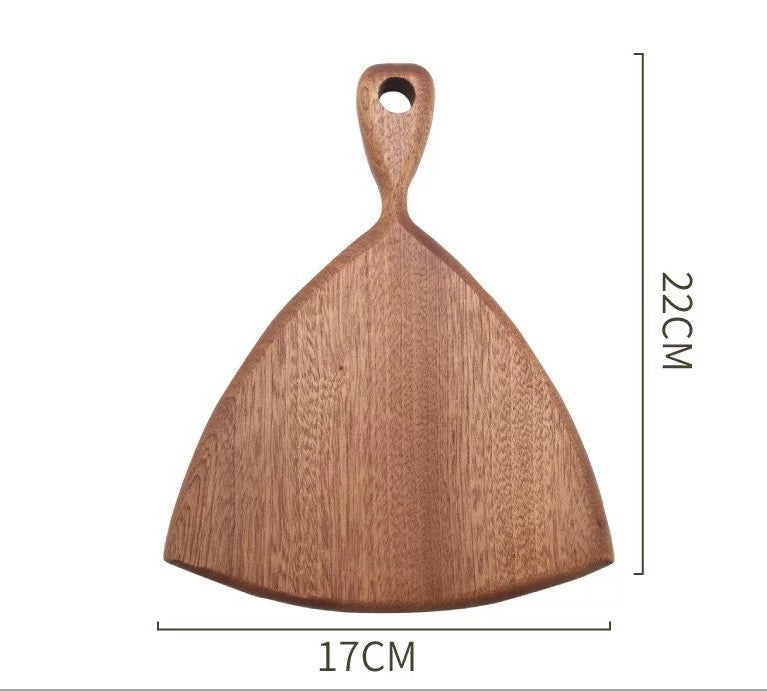 Fan Shaped Wooden Cutting and Serving Board with Hanging Handle