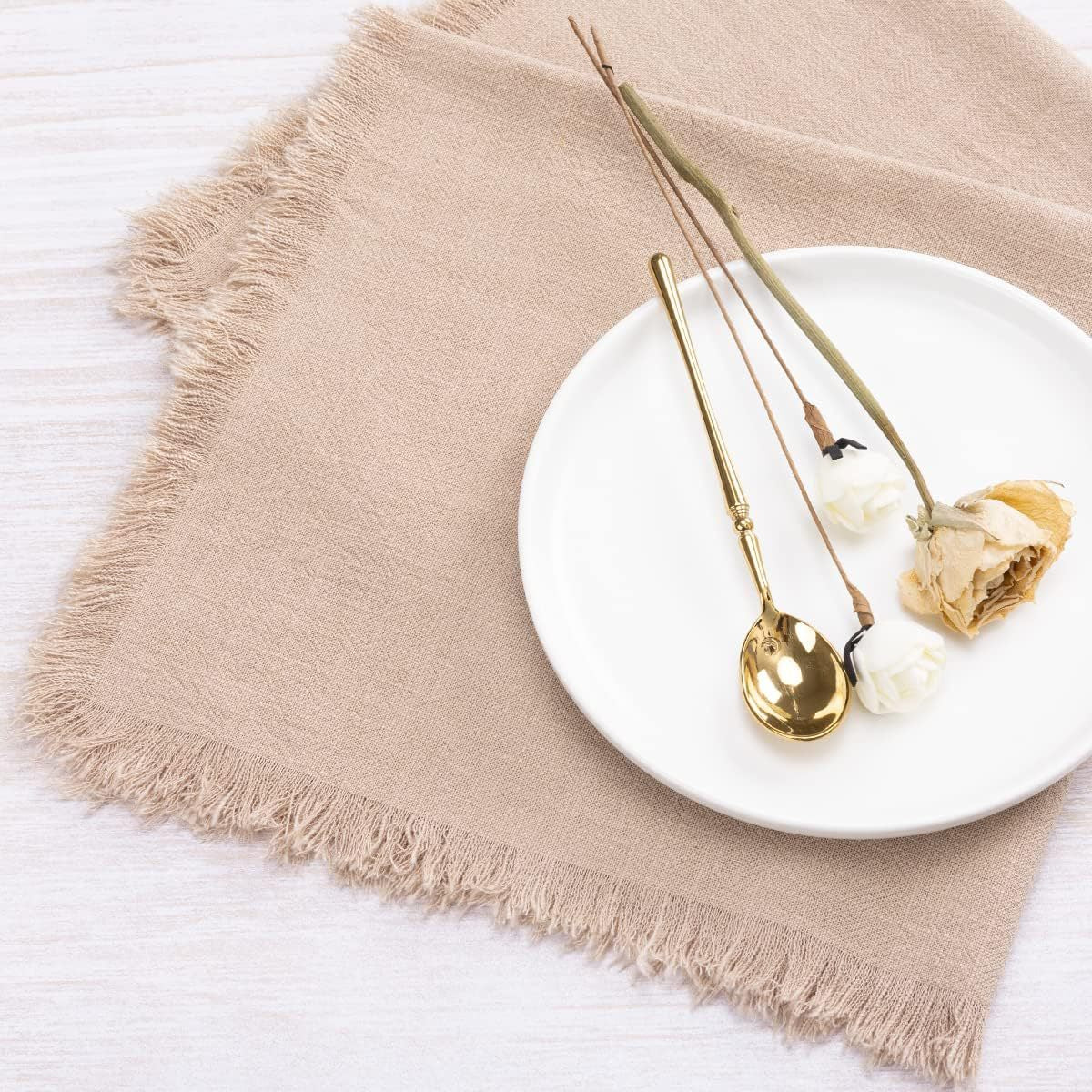 Fringed Cotton Linen Napkins for Relaxed Gatherings and Beautiful Table Settings, 45 x 45 cm