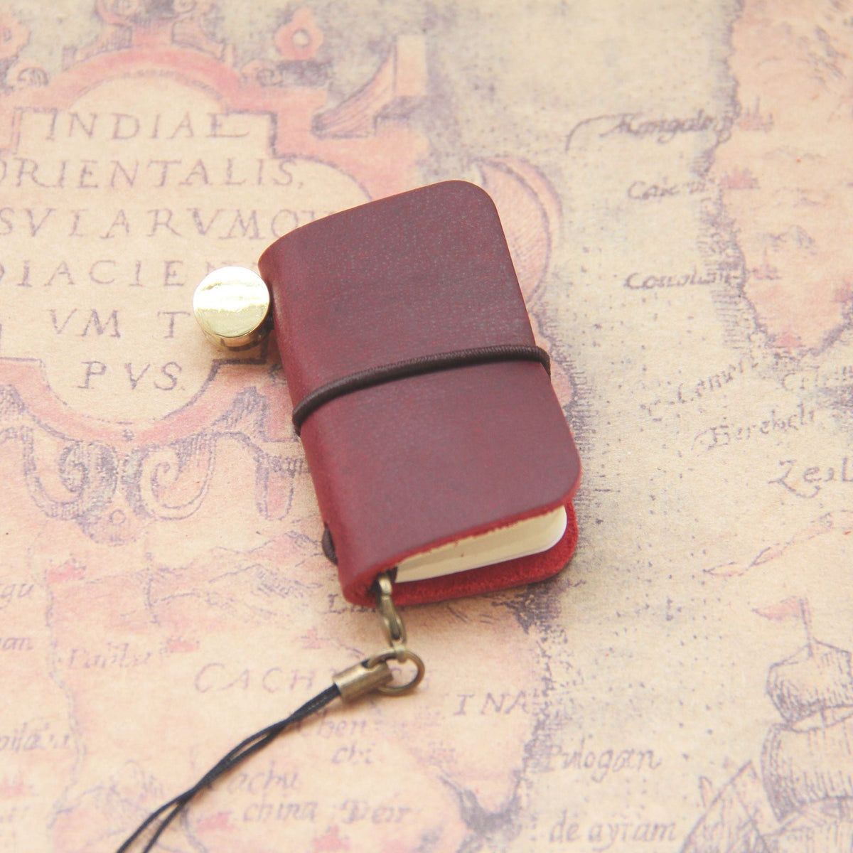 Mini Traveler Notebook Keychain, Vintage Journal Bag Charm
