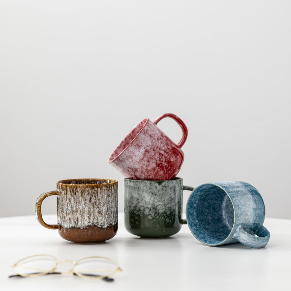 220ml Ceramic Coffee Mug – Reactive Glaze Stoneware Cup with Handle for Coffee, Tea, Latte, Café, Restaurant & Home Drinkware