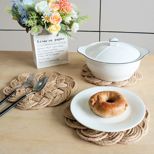 Handwoven Linen Placemat, Durable Home Table Heat-Resistant Mat