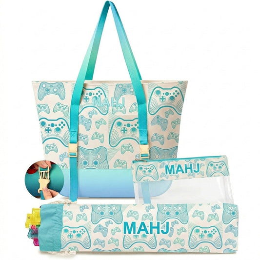 3-Piece Mahjong Storage Bag Set โ Portable Carryall Tote, Tile Bag & Pusher Holder for Mahjong Accessories, Travel, Game Night & Home Storage
