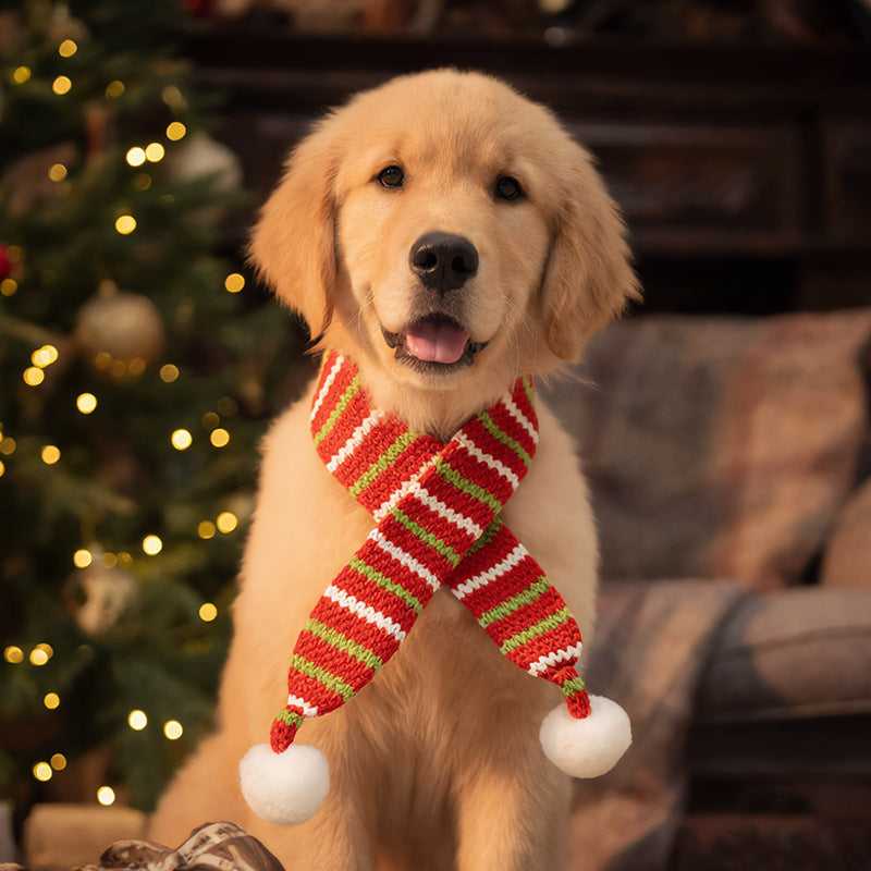 Christmas Knitted Pet Scarf for Cats and Dogs Festive Accessory