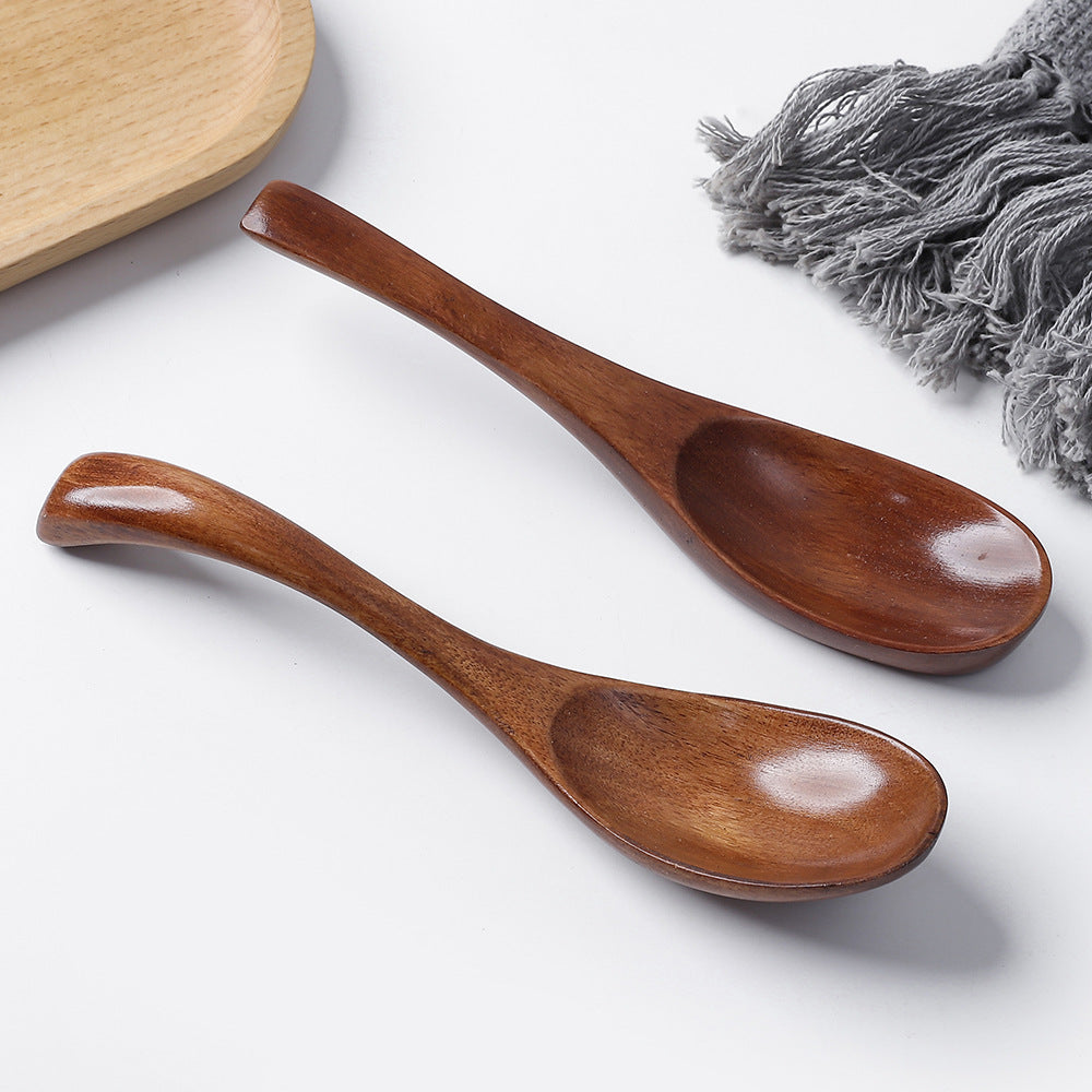 23.5cm Natural Wooden Spoon with Curved Handle for Kitchen Dining