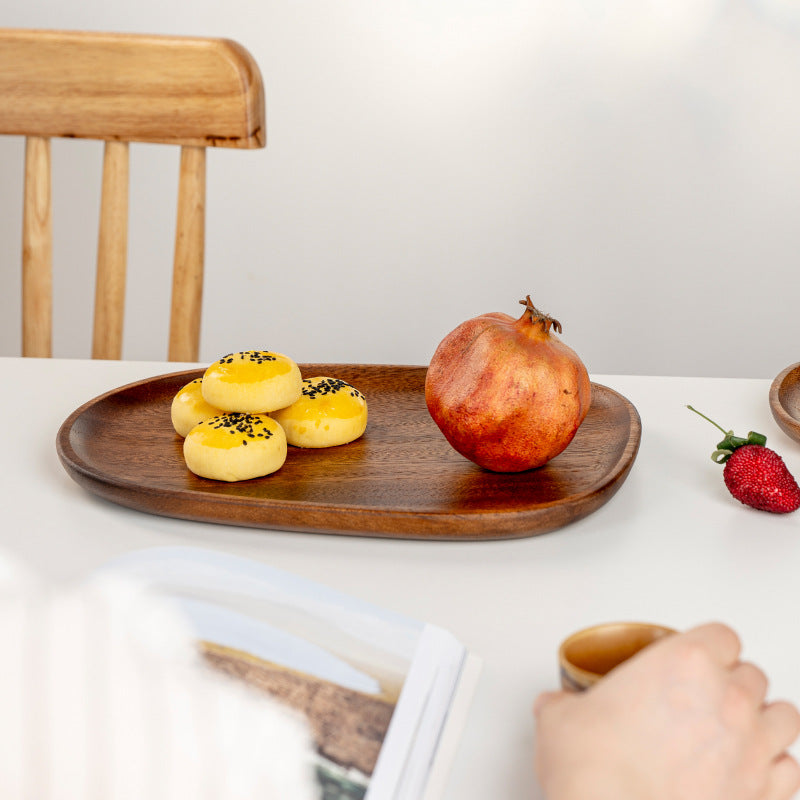 Natural Walnut Serving Tray for Fruit and Snacks in Organic Shapes