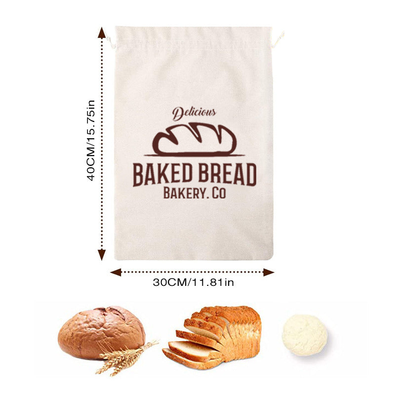 Custom Cotton Bread Bag, Reusable Drawstring Bakery Storage Bag