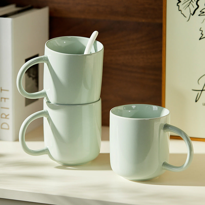 Glossy Ceramic Coffee Mug – 500ml Large Capacity Straight‑Body Drinking Cup for Home & Office