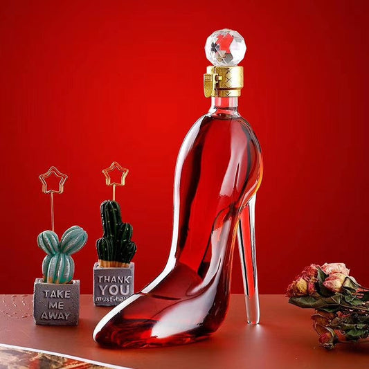 High Heel Glass Decanter โ Hand-Blown Decorative Liquor Bottle