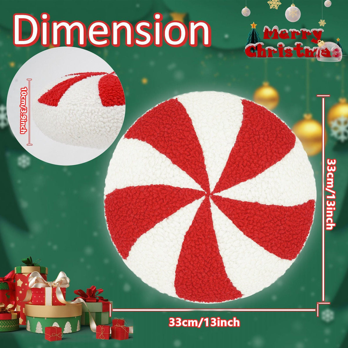 Christmas Candy Cane and Peppermint Throw Pillows