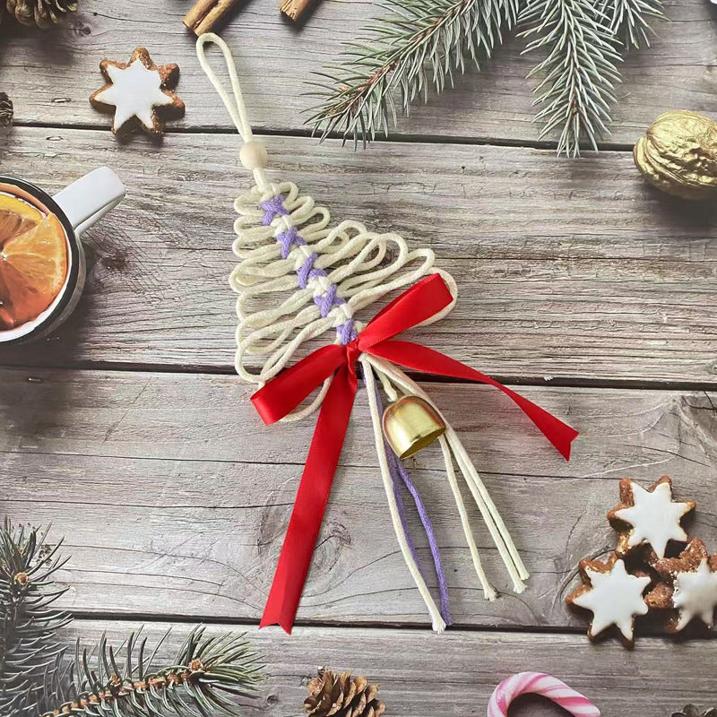 Handwoven Christmas Tree Ornament Macrame Holiday Hanging Decoration