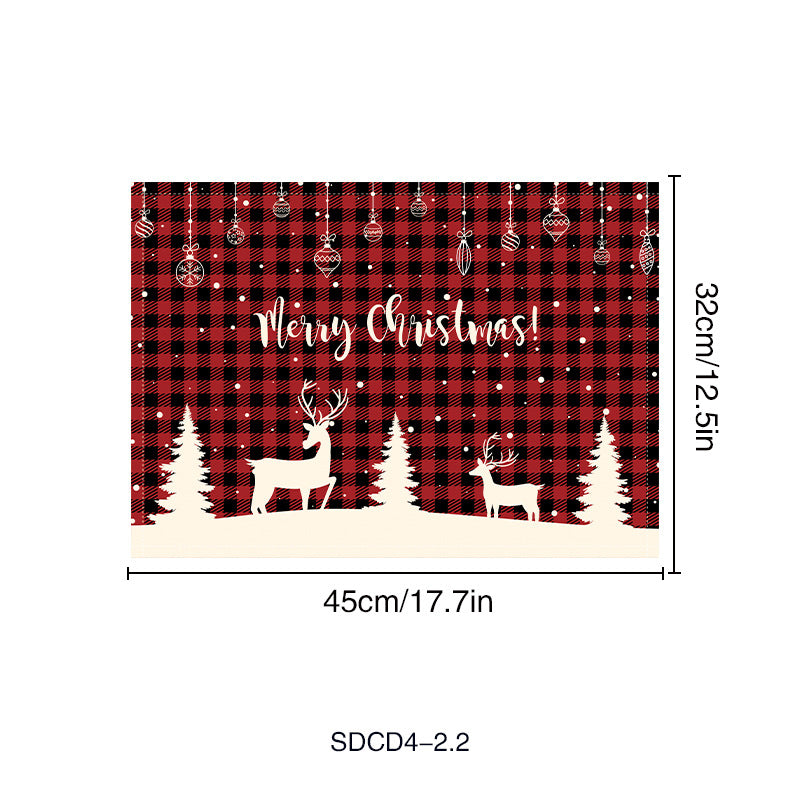 Christmas Plaid Placemat – Polyester Fabric Holiday Table Mat