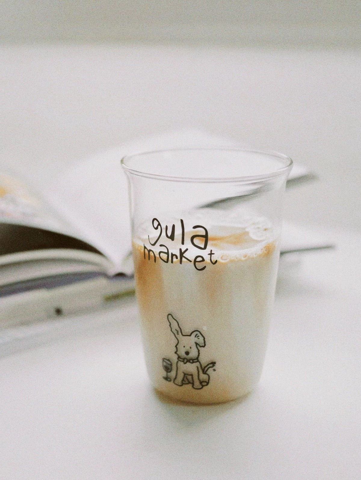 Cute Dog Glass Tumbler – 460ml Clear Drinking Cup with Cartoon Puppy Print for Iced Coffee, Milk, Juice & Cold Drinks