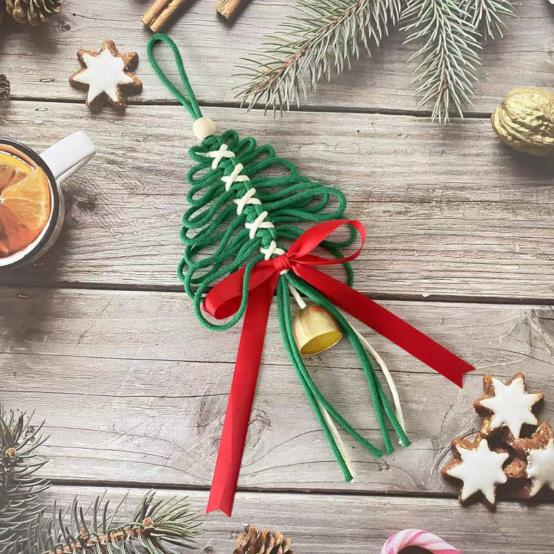 Handwoven Christmas Tree Ornament Macrame Holiday Hanging Decoration
