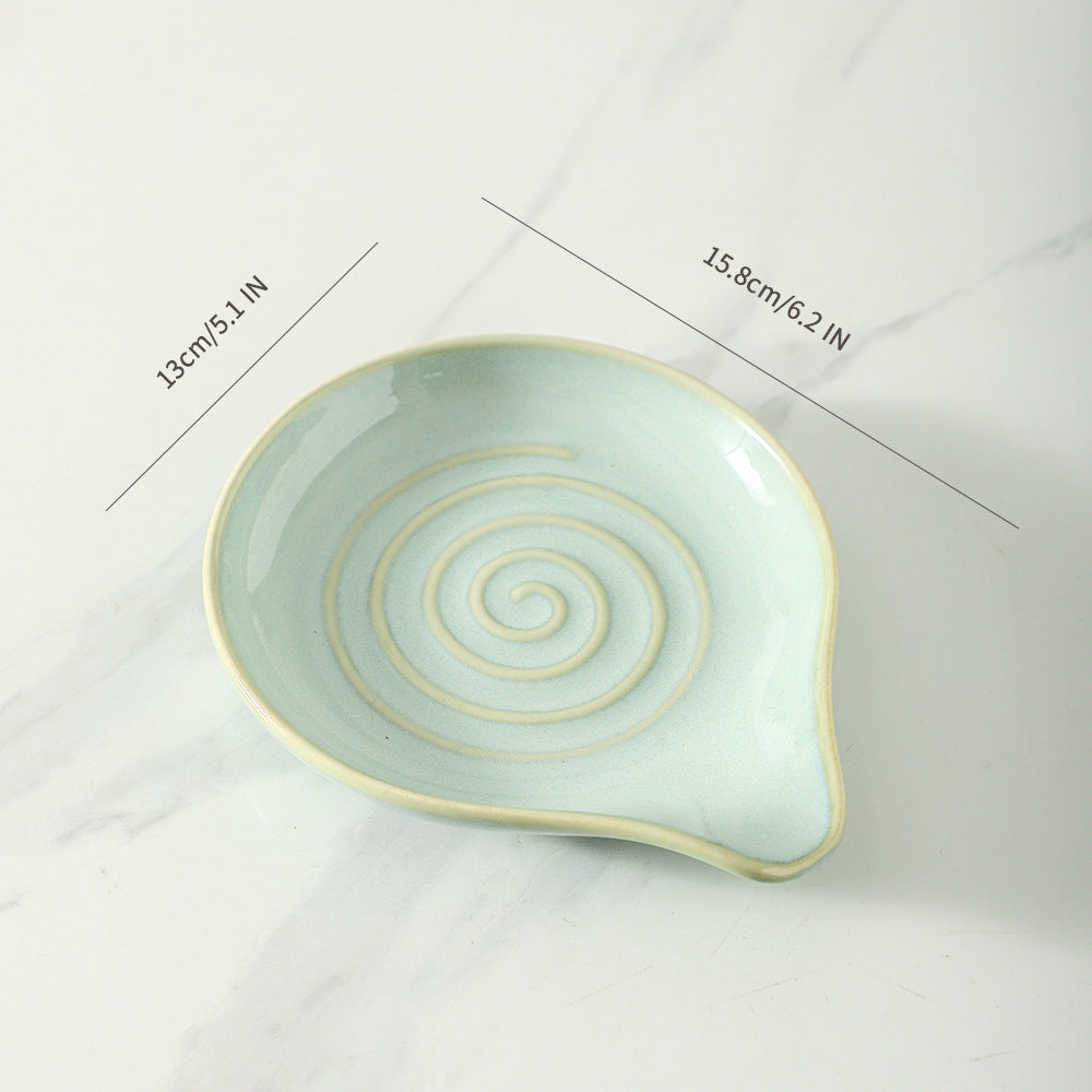 Ceramic Spoon Rest Spiral Design Decorative Ladle Holder